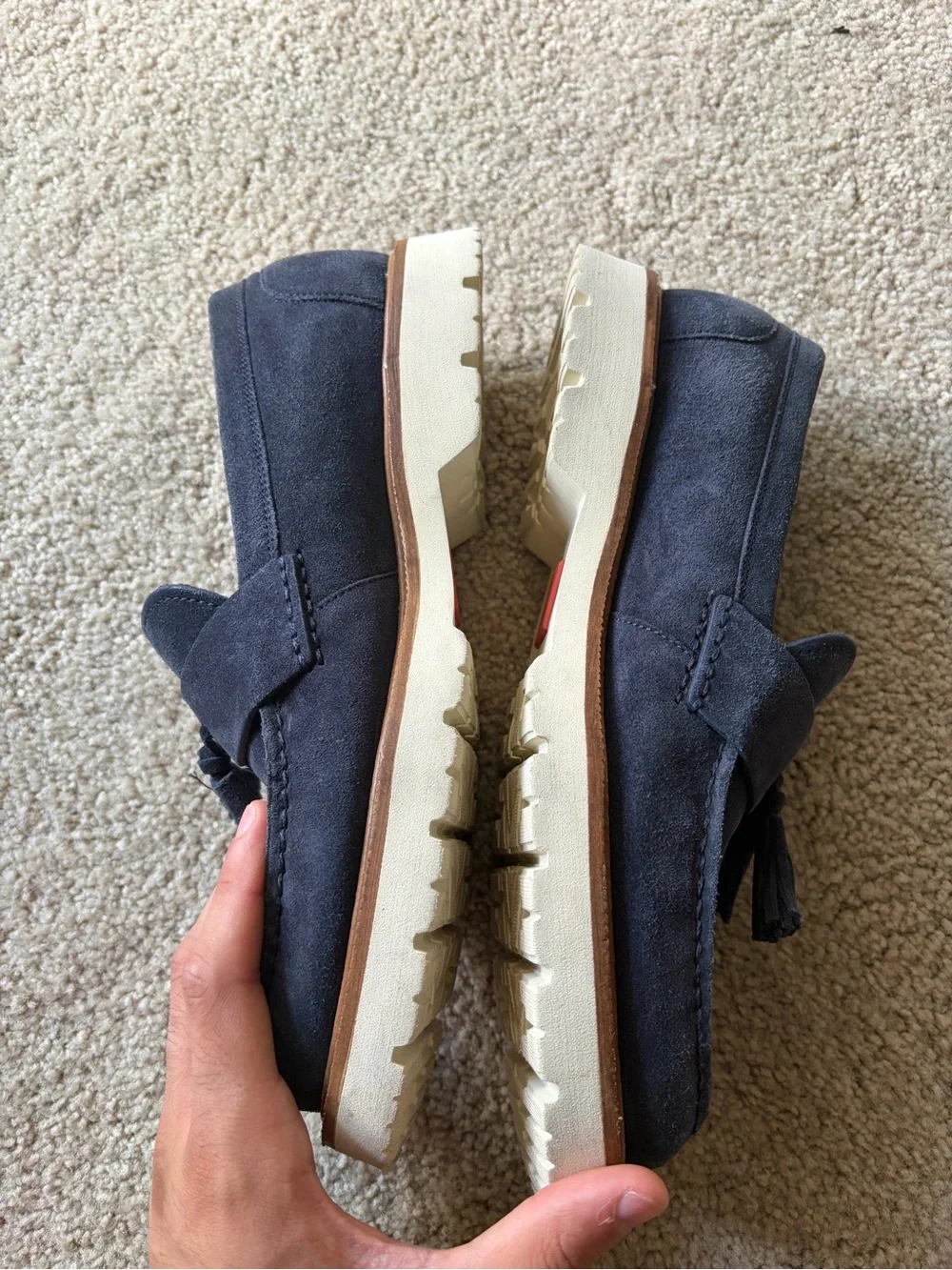 Cole haan American classic man made leather blue suede tassels loafers size 10